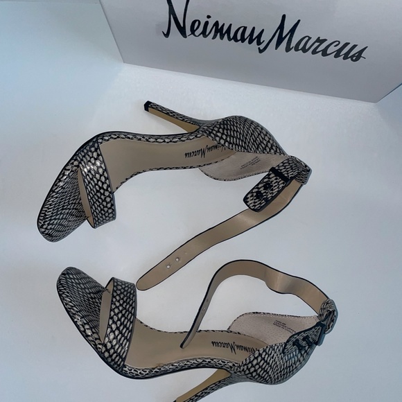 Neiman Marcus Yani Snake-Print Ankle Strap Sandal - Picture 6 of 6